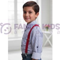 Erkek Çocuk Bayramlık Gömlek Beyaz-Mavi Renkli