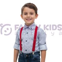 Erkek Çocuk Bayramlık Gömlek Beyaz-Mavi Renkli