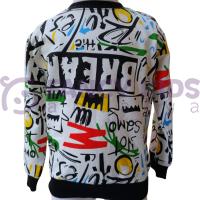Erkek Çocuk Beyaz Sweatshirt Neon Baskılı Pamuklu