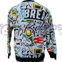 Erkek Çocuk Beyaz Sweatshirt Neon Baskılı Pamuklu