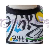 Erkek Çocuk Beyaz Sweatshirt Neon Baskılı Pamuklu