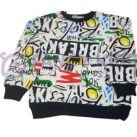 Erkek Çocuk Beyaz Sweatshirt Neon Baskılı Pamuklu