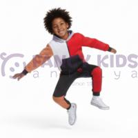 Erkek Çocuk Çok Renkli Kapüşonlu Eşofman Takımı – Fermuarlı, Pamuklu, Şardonlu Kumaş