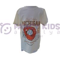 Erkek Çocuk Dijital Baskılı Ekru T-Shirt %100 Pamuk 