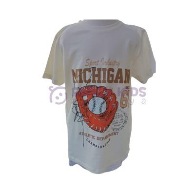 Erkek Çocuk Dijital Baskılı Ekru T-Shirt %100 Pamuk 