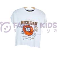 Erkek Çocuk Dijital Baskılı Ekru T-Shirt %100 Pamuk 