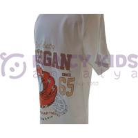 Erkek Çocuk Dijital Baskılı Ekru T-Shirt %100 Pamuk 