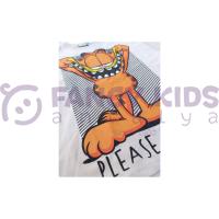 Erkek Çocuk Dijital Garfield Baskılı T-Shirt Bej