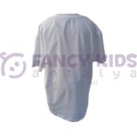 Erkek Çocuk Dijital Harder Baskılı Beyaz T-Shirt %100 Pamuk 