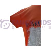 Erkek Çocuk Dijital Kabartma Baskılı Turuncu %100 Pamuk T-Shirt