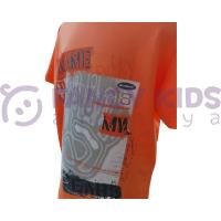 Erkek Çocuk Dijital Kabartma Baskılı Turuncu %100 Pamuk T-Shirt