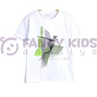 Erkek Çocuk Dijital Konsept Baskılı Beyaz T-Shirt