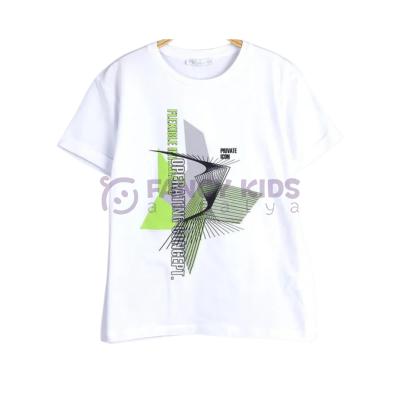 Erkek Çocuk Dijital Konsept Baskılı Beyaz T-Shirt