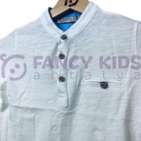Erkek Çocuk Ekru Hakim Yaka Sweatshirt Ahşap Düğme Detaylı %100 Pamuk