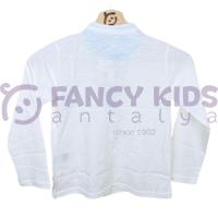 Erkek Çocuk Ekru Hakim Yaka Sweatshirt Ahşap Düğme Detaylı %100 Pamuk