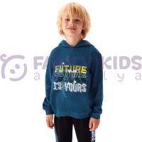 Erkek Çocuk Future Baskılı Mavi Kapüşonlu Eşofman Takımı