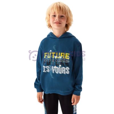 Erkek Çocuk Future Baskılı Mavi Kapüşonlu Eşofman Takımı