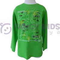 Erkek Çocuk Goal Baskılı Yeşil Sweatshirt %100 Pamuk Rahat Regular Fit
