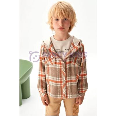8-14 Yaş Erkek Çocuk Gömlek Oduncu Kapüşonlu SweatShirt