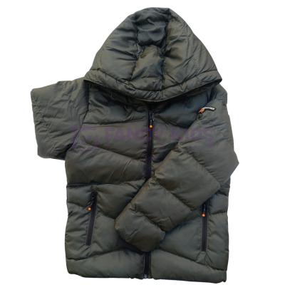 Erkek Çocuk Haki Dolgu Şişme Mont Kapüşonlu Fermuarlı