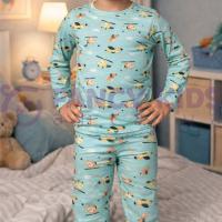 Erkek Çocuk Helikopter Desenli Pijama Takımı %95 Pamuk Esnek ve Rahat Uyku Takımı