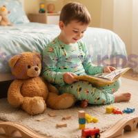 Erkek Çocuk Helikopter Desenli Pijama Takımı %95 Pamuk Esnek ve Rahat Uyku Takımı