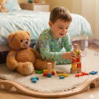 Erkek Çocuk Helikopter Desenli Pijama Takımı %95 Pamuk Esnek ve Rahat Uyku Takımı