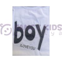 Erkek Çocuk İkili Takım – Baskılı Beyaz T-Shirt ve Gri Şort %100 Pamuk