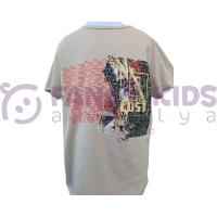 Erkek Çocuk İkili Takım Baskılı Bej T-Shirt Haki Şort 8 -14 Yaş