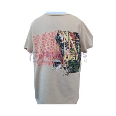 Erkek Çocuk İkili Takım Baskılı Bej T-Shirt Haki Şort 8 -14 Yaş
