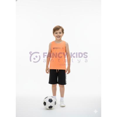 Erkek Çocuk İkili Takım Bimont Air Neon Baskılı Turuncu - Siyah  