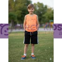 Erkek Çocuk İkili Takım Bimont Air Neon Baskılı Turuncu - Siyah  