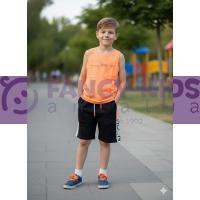 Erkek Çocuk İkili Takım Bimont Air Neon Baskılı Turuncu - Siyah  