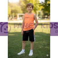 Erkek Çocuk İkili Takım Bimont Air Neon Baskılı Turuncu - Siyah  