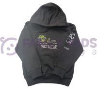 Erkek Çocuk Kapüşonlu Baskılı Siyah Sweatshirt - Cepli, Pamuklu, Rahat Kullanım