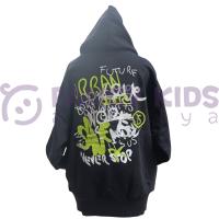 Erkek Çocuk Kapüşonlu Baskılı Siyah Sweatshirt - Cepli, Pamuklu, Rahat Kullanım