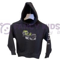 Erkek Çocuk Kapüşonlu Baskılı Siyah Sweatshirt - Cepli, Pamuklu, Rahat Kullanım