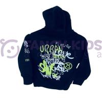 Erkek Çocuk Kapüşonlu Baskılı Siyah Sweatshirt - Cepli, Pamuklu, Rahat Kullanım