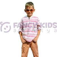 Erkek Çocuk Kapüşonlu Kahverengi Çizgili Gömlek – %100 Pamuk, Esnek ve İnce Kumaş