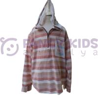 Erkek Çocuk Kapüşonlu Kahverengi Çizgili Gömlek – %100 Pamuk, Esnek ve İnce Kumaş