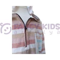 Erkek Çocuk Kapüşonlu Kahverengi Çizgili Gömlek – %100 Pamuk, Esnek ve İnce Kumaş