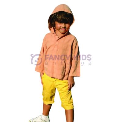 Erkek Çocuk Kapüşonlu Kanguru Cepli Pamuk Gömlek – Yumuşak Kumaş, Katlanabilir Kol