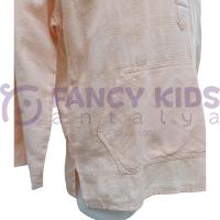 Erkek Çocuk Kapüşonlu Kanguru Cepli Pamuk Gömlek – Yumuşak Kumaş, Katlanabilir Kol