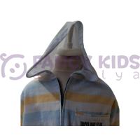 Erkek Çocuk Kapüşonlu Mavi Çizgili Gömlek – %100 Pamuk, Esnek ve İnce Kumaş