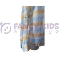 Erkek Çocuk Kapüşonlu Mavi Çizgili Gömlek – %100 Pamuk, Esnek ve İnce Kumaş