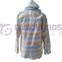 Erkek Çocuk Kapüşonlu Mavi Çizgili Gömlek – %100 Pamuk, Esnek ve İnce Kumaş