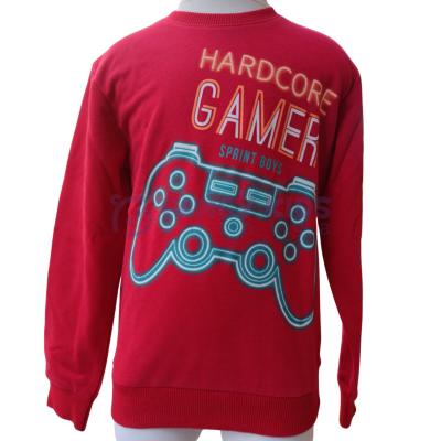 Erkek Çocuk Kırmızı Baskılı Sweatshirt – Pamuklu Esnek Kumaş
