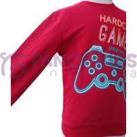 Erkek Çocuk Kırmızı Baskılı Sweatshirt – Pamuklu Esnek Kumaş
