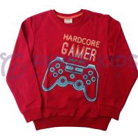 Erkek Çocuk Kırmızı Baskılı Sweatshirt – Pamuklu Esnek Kumaş