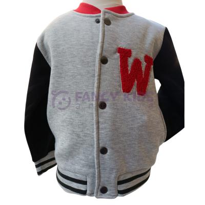 Erkek Çocuk Kolej Mont Gri Siyah W Nakışlı Şardonlu Tam Kalıp